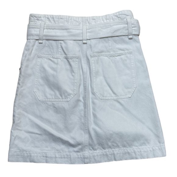 Rag & Bone Denim High Waisted White Denim Belted Mini Skirt With Contrast Piping - Picture 6 of 11